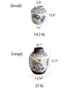 Large Oriental Style Ink Painting Terracotta Floor Pot -Eds Plant Shop large oriental style ink painting terracotta floor pot 895918
