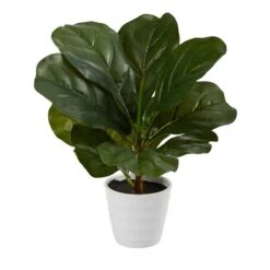 Lifelike 11-in Faux Fiddle Leaf Fig – Perfect Indoor Greenery