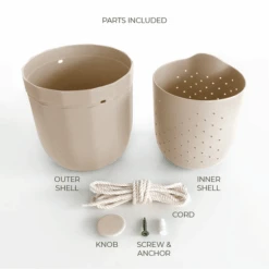 Loop Hanging Planter – Oat | Leak-Proof, 360°-Drainage & Minimalist -Eds Plant Shop loop hanging planter oat leak proof 3600 drainage minimalist 299250