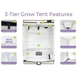 Mushroom Fruiting & Incubation 3-Tier Walden White LED Grow Tent Kit -Eds Plant Shop mushroom fruiting incubation 3 tier walden white led grow tent kit 853532