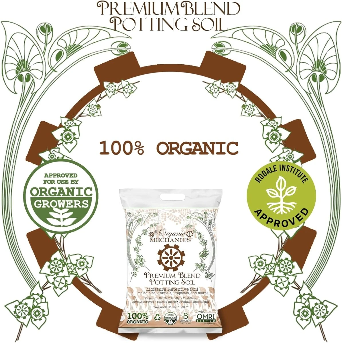 Organic Mechanics Premium Blend Potting Soil - Peat-Free (8 Dry Quarts) 5 Organic Mechanics Premium Blend Potting Soil - Peat-Free (8 Dry Quarts) - Image 3