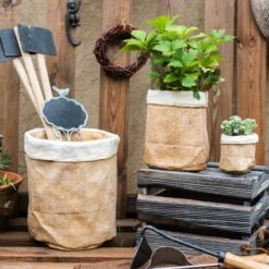 Paper Bag Style Concrete Garden Planter With Drainage – 3 Sizes