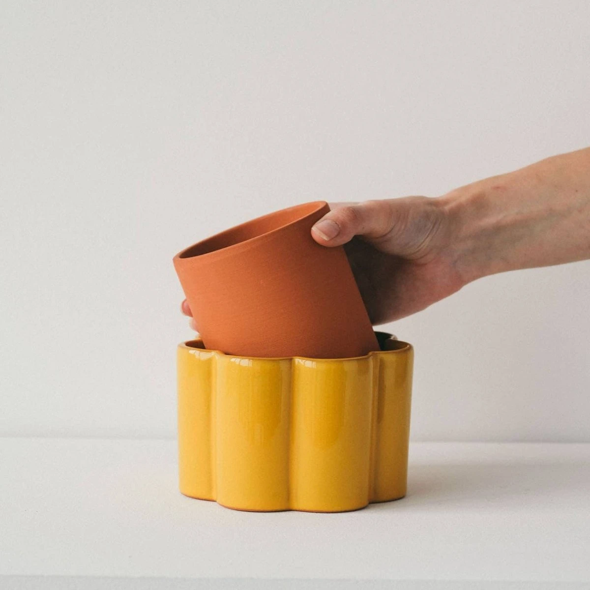 Paula Self Watering Planter Pot - Mustard Yellow 6 Paula Self Watering Planter Pot - Mustard Yellow - Image 4