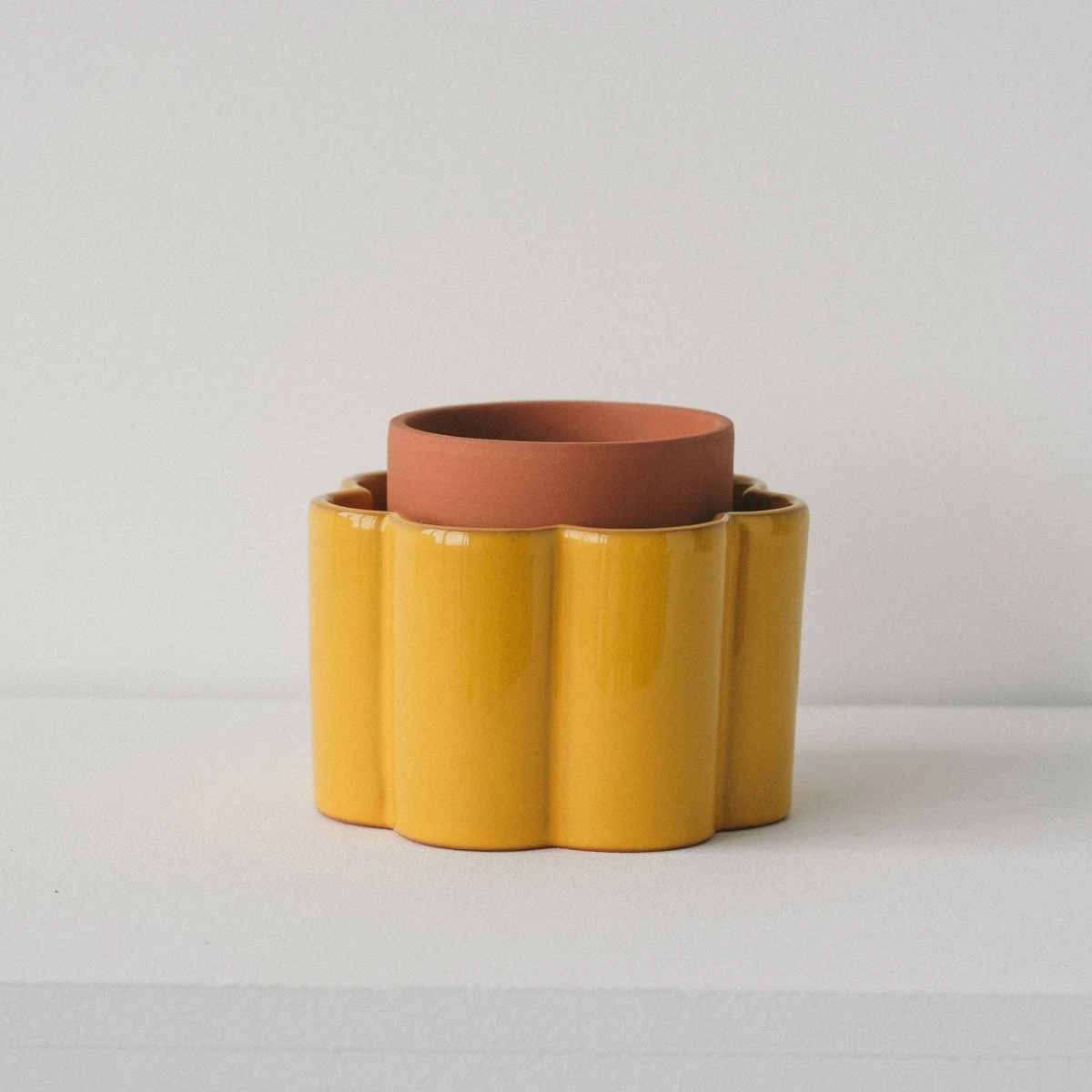 Paula Self Watering Planter Pot - Mustard Yellow 5 Paula Self Watering Planter Pot - Mustard Yellow - Image 3