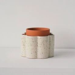 Paula Self-Watering Planter Pot – Speckled White -Eds Plant Shop paula self watering planter pot speckled white 5386532