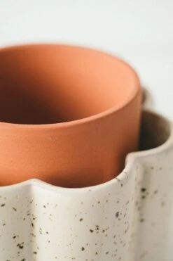 Paula Self-Watering Planter Pot – Speckled White -Eds Plant Shop paula self watering planter pot speckled white 7681882