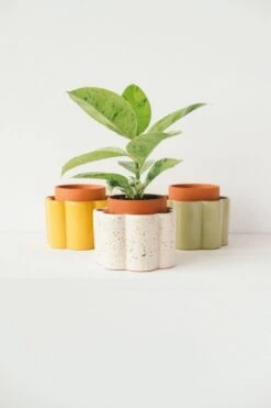 Paula Self-Watering Planter Pot – Speckled White -Eds Plant Shop paula self watering planter pot speckled white 9206761