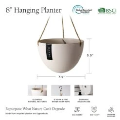 8" Upcycled Hanging Planters -Eds Plant Shop signature stone hanging planter pot 8 inch round bottom 613267