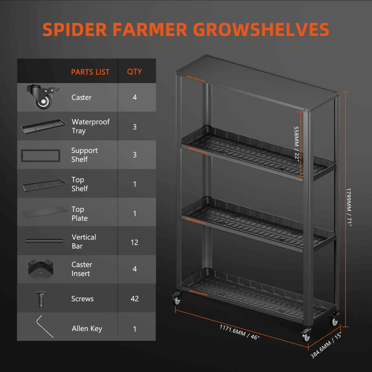 Spider Farmer 3 Tier Metal Plant Stand With Trays 10 Spider Farmer 3 Tier Metal Plant Stand With Trays - Image 8