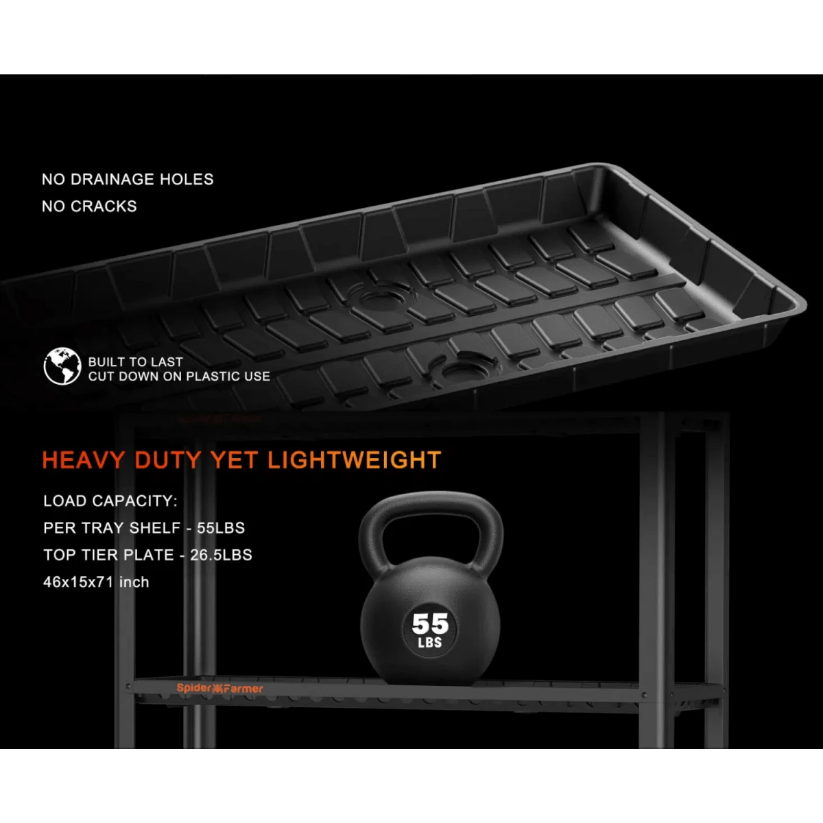 Spider Farmer 3 Tier Metal Plant Stand With Trays 11 Spider Farmer 3 Tier Metal Plant Stand With Trays - Image 9