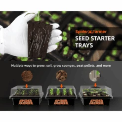 Spider Farmer Seed Starting Trays (4-Pack) | 12-Cell Trays With Domes For Optimal Germination -Eds Plant Shop spider farmer seed starting trays 4 pack 12 cell trays with domes for optimal germination 895187