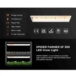 Spider Farmer SF300 33W LED Veg Grow Light -Eds Plant Shop spider farmer sf300 33w led veg grow light 612810