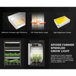 Spider Farmer SF600 74W LED Veg Grow Light | Full Spectrum Energy-Efficient Lighting -Eds Plant Shop spider farmer sf600 74w led veg grow light full spectrum energy efficient lighting 201220