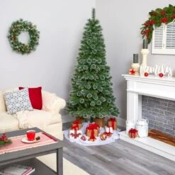 7-ft Wisconsin Slim Snow Tip Pine Tree – Elegance Made Simple -Eds Plant Shop wisconsin slim snow tip pine tree 7 holiday elegance made simple 725944