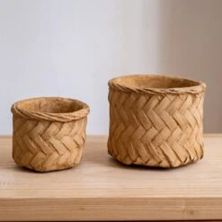 Woven Bamboo Styled Basket - Concrete - Various Sizes