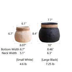 Woven Cement Planter With Rope Accent -Eds Plant Shop woven cement planter with rope accent 572116